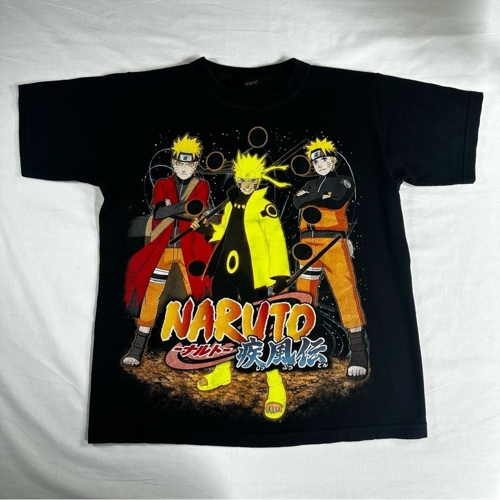 Vintage Rockstar Naruto Uzumaki Hokage Shirt Small Black Anime 2002 Cotton